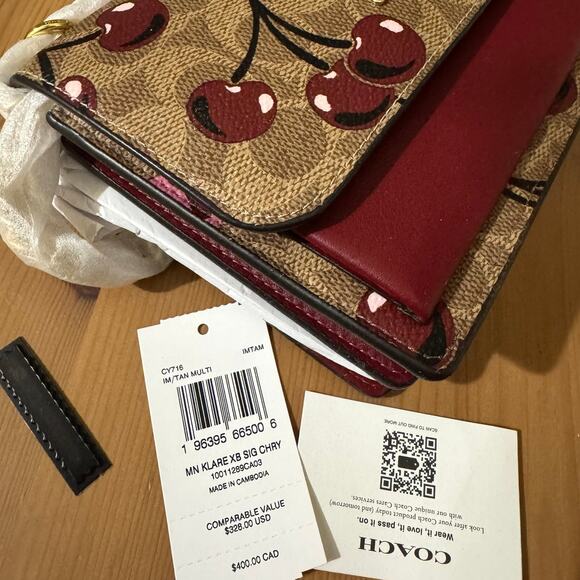 ❤️ Coach Mini Klare Crossbody Bag In Signature Canvas With Cherry Print - Picture 11 of 11